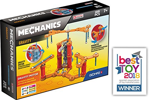 Geomag Mechanics Gravity Motor System - 169 PCS, Blu, Orange, Red, 169 Pieces
