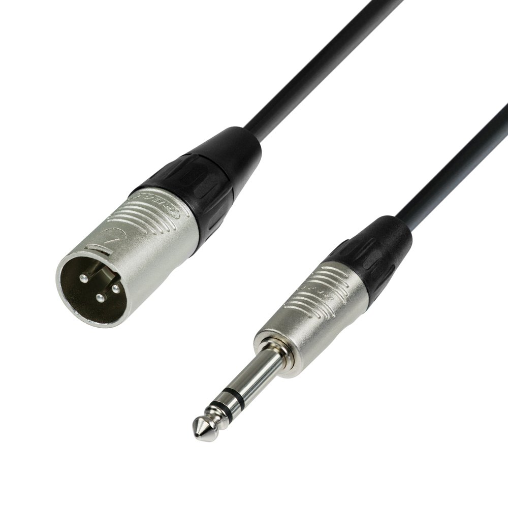 Adam Hall 4 Star Series 10m Rean XLR Male to 6.3mm Jack Stereo Microphone Cable, Black, 10 mètres