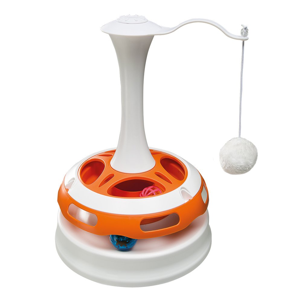 Ferplast Interactive Cat Toy TORNADO, Teaser Pet Toy with Soft Toy and 2 Balls Included