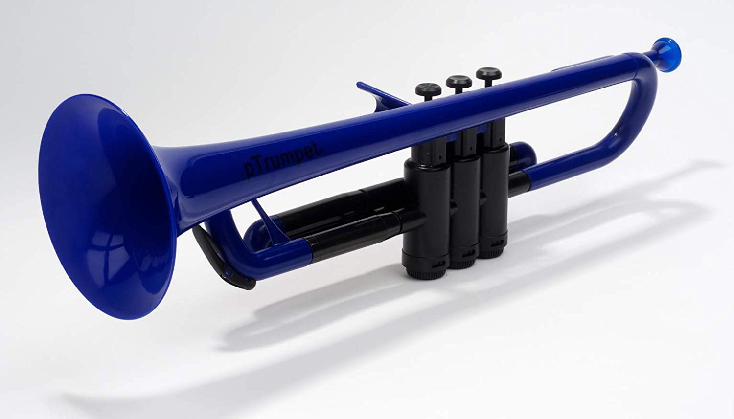 pTrumpet Plastic Trumpet with 3C and 5C Mouthpiece and Carry Bag - Bb Student - Blue - Image 2