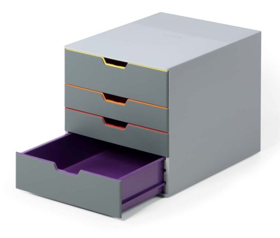Durable VARICOLOR 4 Drawer Unit | Desktop Drawer Set with 4 Colour Coded Draws | Ideal for Storing Documents and Paper Work - Image 2