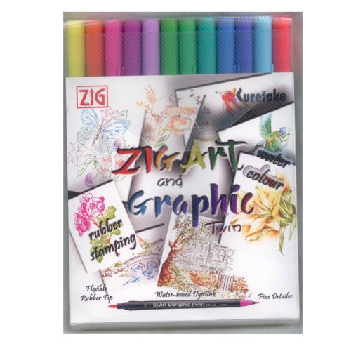 ZIG Art and Graphic Twin Marker 12 Piece Set Bright Colours BigaMart