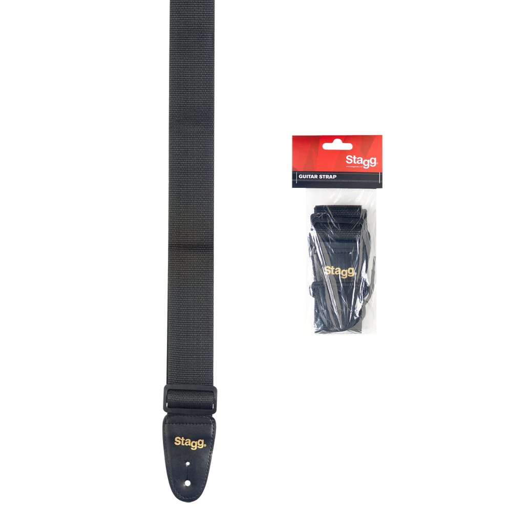 Stagg BJA006BK Guitar Strap, Black, Standard (141cm)