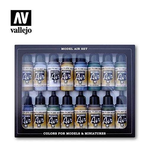 Vallejo Model Air WWII British Aircraft Colours RAF FAA Acrylic Paint Set for Air Brush - Assorted Colours (Pack of 16)