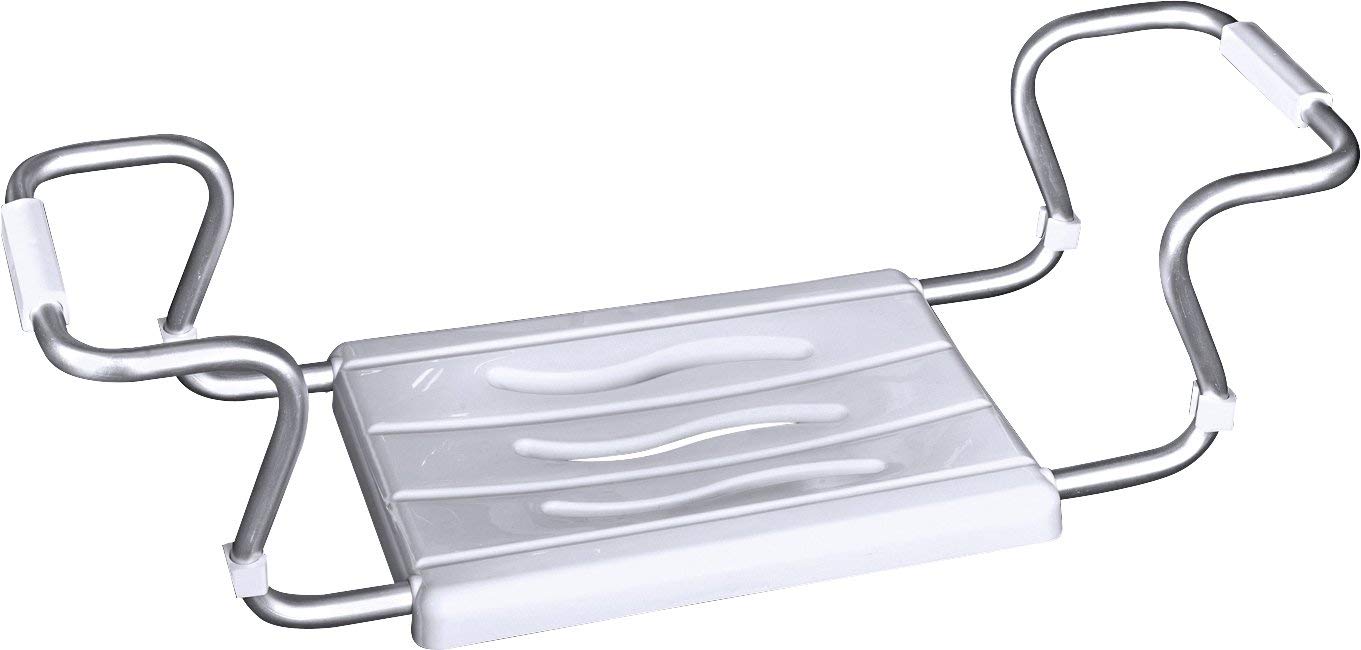 WENKO 17930100 Bathtub seat Secura - extendable, 150 kg Load-Bearing Capacity, Plastic, 55-65 x 18 x 26 cm, White
