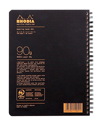 RHODIA 119941C - Spiral Notebook (Full Bound) Meeting Book Black A5+ - Image 4