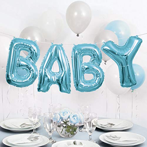 Shimmering Blue Baby Letter Foil Balloon Banner Kit (35cm) 1 Set - Perfect for Parties and Events - Image 4