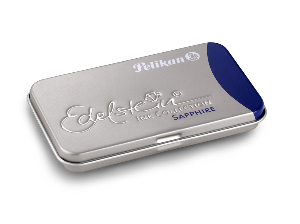 Pelikan 339648 Gemstone GTP/6 Fountain Pen Ink in Metal Case Garnet Ink Cartridge Blue