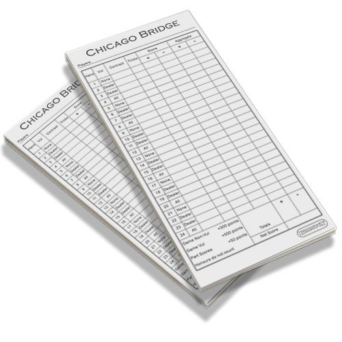 Chicago Bridge score pads/scoring cards (twin pack), Multicolored, Medium