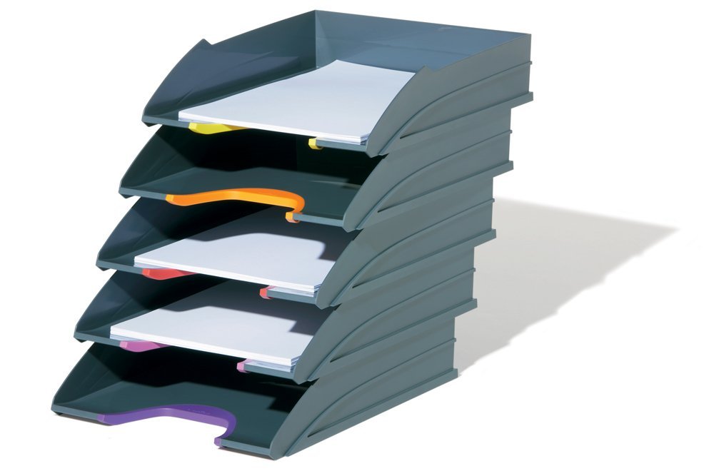Durable VARICOLOR® Letter Tray A4 - Set of 5 Stackable Colour Coded Letter Trays - Perfect for Storing Documents and Paper Work - Image 2