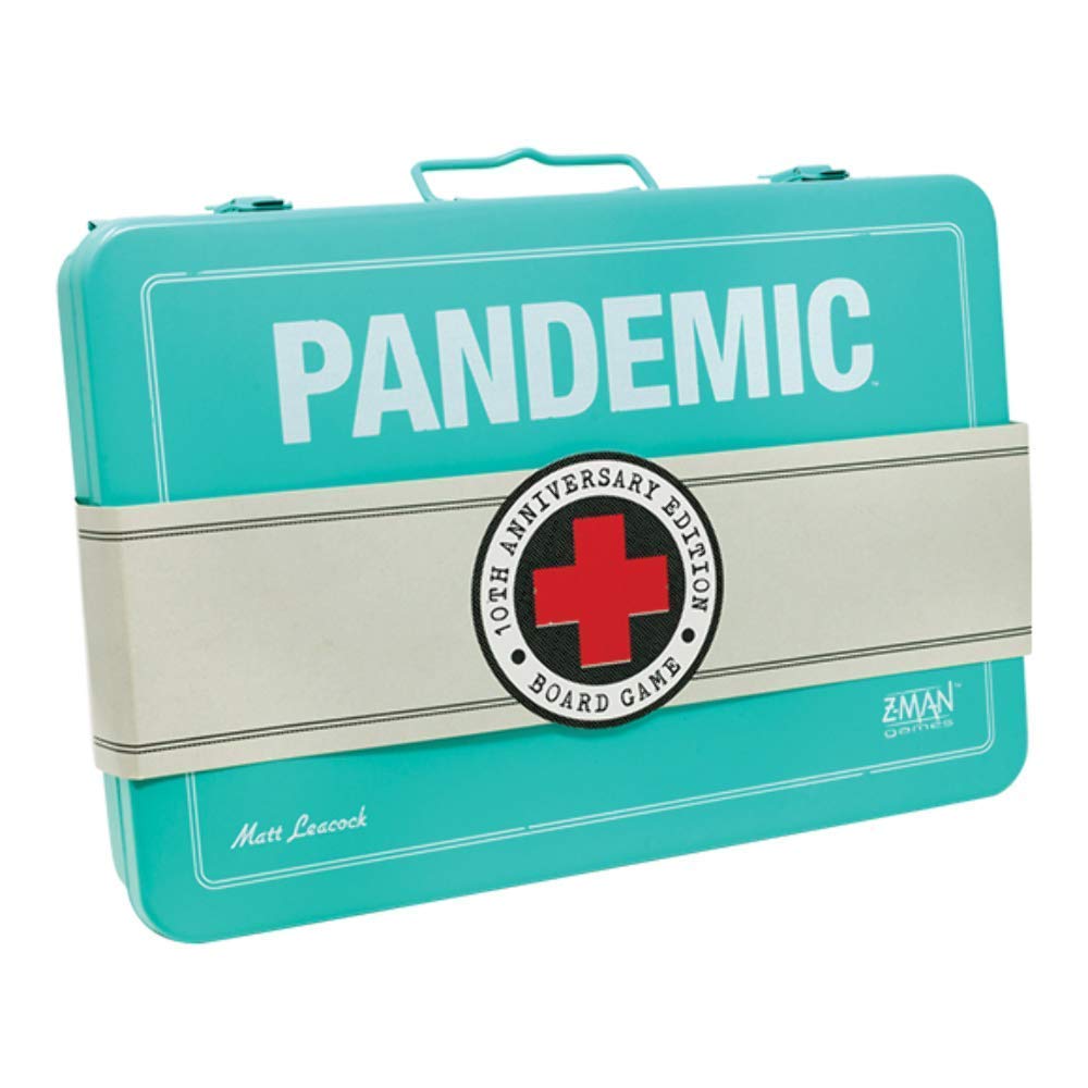 Z-Man Games ZMGZM7102 Pandemic 10th Anniversary Box, Mixed Colours, Brown, Green, and Metallic, Standalone Game