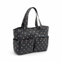 Hobby Gift Craft Bags, PVC Cotton, Charcoal Polka Dot, 12.5 x 39 x 35 cm