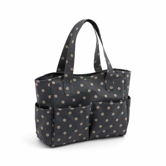 Hobby Gift Craft Bags, PVC Cotton, Charcoal Polka Dot, 12.5 x 39 x 35 cm