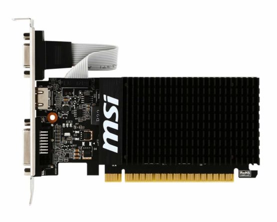 MSI GeForce GT 710 2GD3H LP Graphics Card '2GB DDR3, 954MHz, Low Profile, Low Consumption, VGA, DVI-D, HDMI, HTPC, Silent Passive Fanless Cooling System' - Image 2