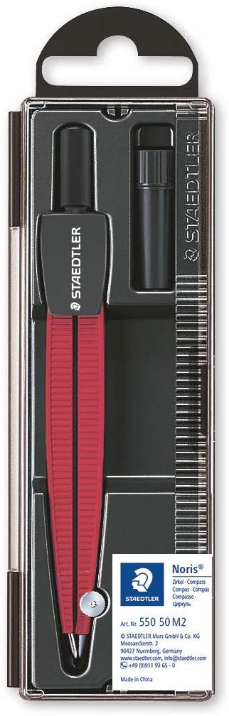 Staedtler Noris School Compass with Blunt Angle Safety Pin Metallic Red 550 50 M2