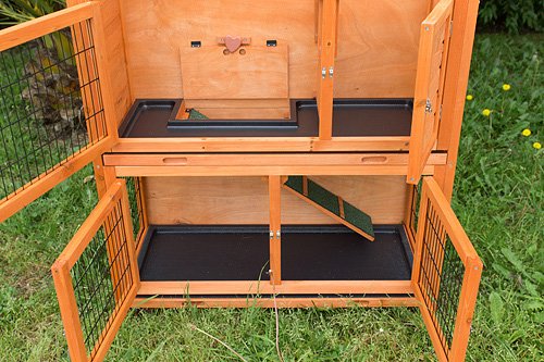 BUNNY BUSINESS Double Decker Rabbit/Guinea Pig Hutch with Sliding Trays, 41-inch, Brown, 108 cm L x 52 cm W x 23 cm H - Image 3