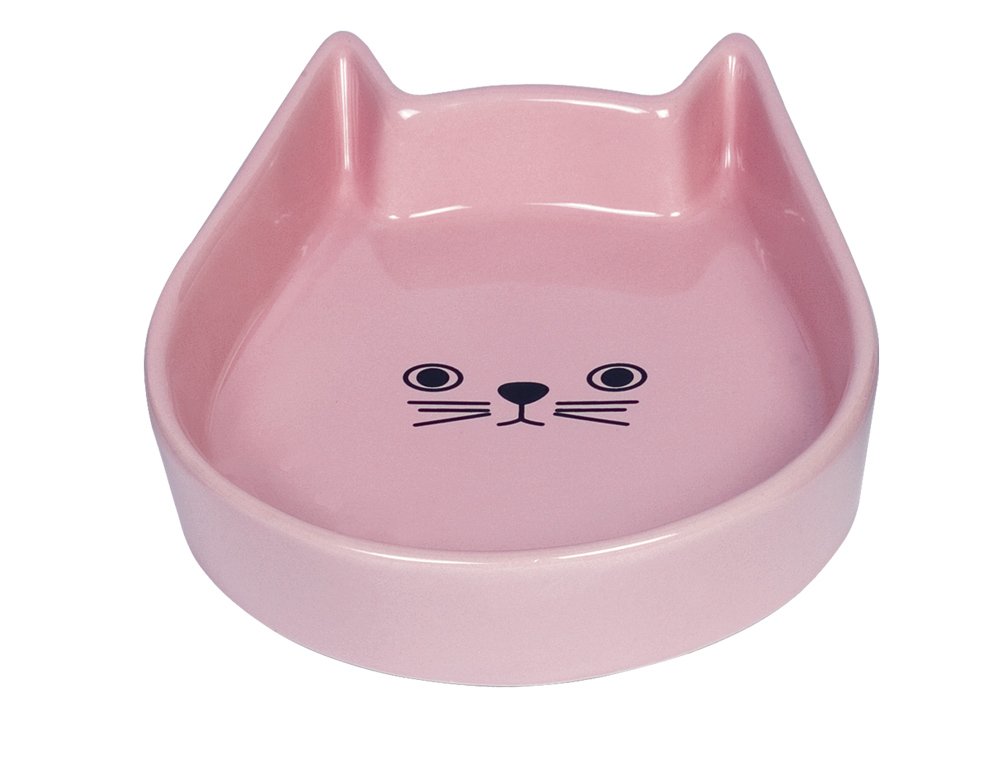 Nobby Cat Ceramic Bowl Kitty Face Pink 13 x 16 x 3 cm, 1 Stück (1er Pack)