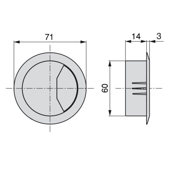 Emuca - Ø60mm round grommet from black plastic, desk cable grommet to build in table/desk/worktop, Set of 20 - Image 2