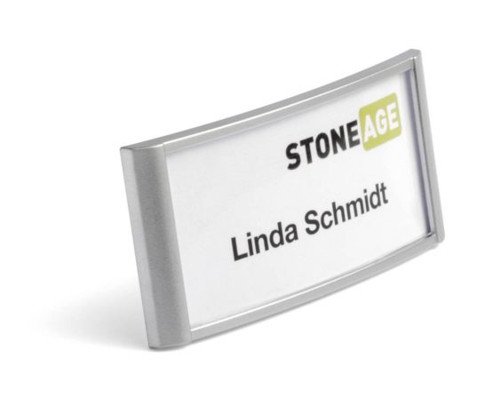 Durable 854323 Classic Name Badge with Combi Clip 34 x 74 mm - Silver (Pack of 10)