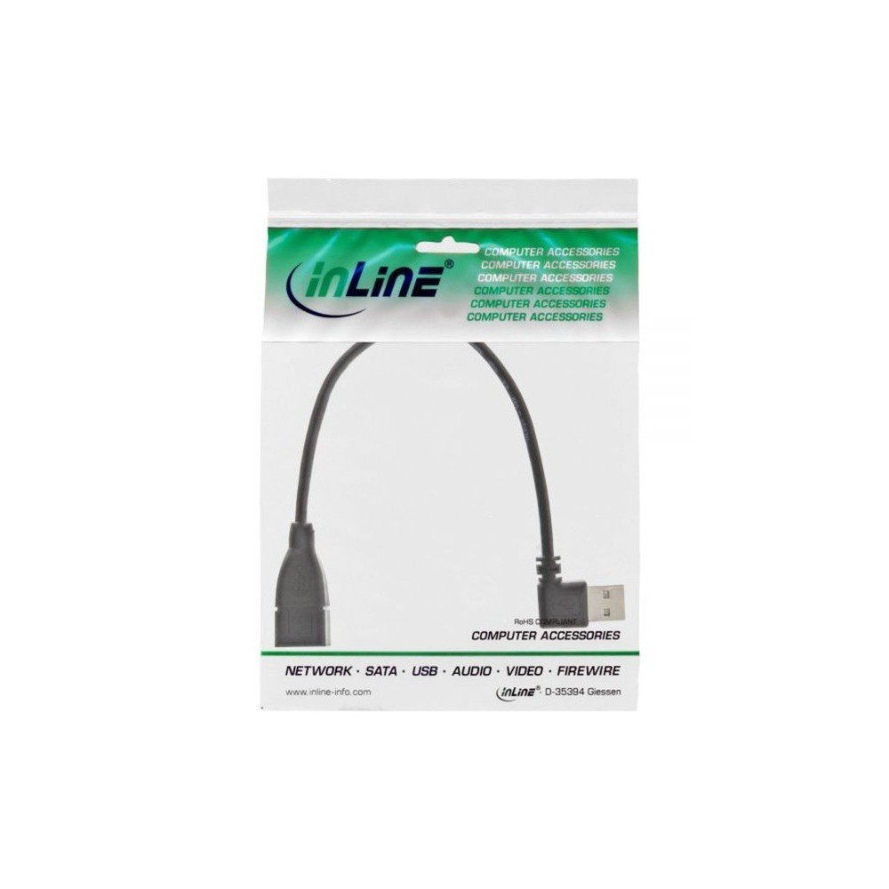 InLine 34602R Smart 20ft Right Angle USB 2.0 Extension Cable Male to Female Type A 0.2 m Black, 6.1 meters - Image 3