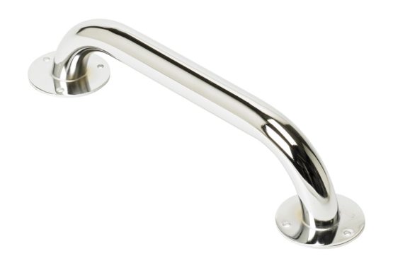 Homecraft Steel Ringwood Grab Bar, Safety Rail and Mobility Aid for Bathroom and Shower, Elderly, Disabled, Indoor and Outdoor Attachment , Chrome or White Expoxy Finish 12"