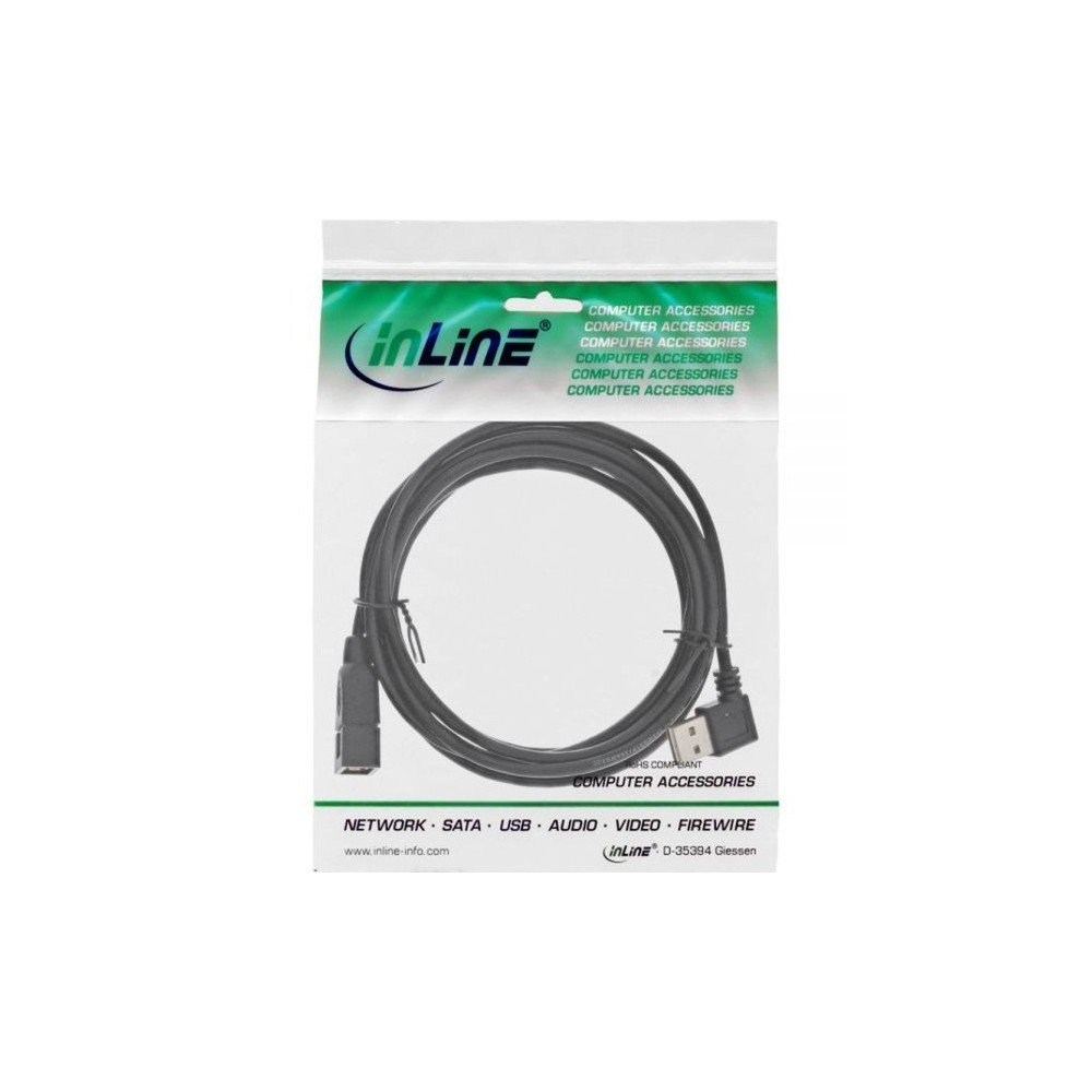 InLine 34618R Smart 20ft Right Angle USB 2.0 Extension Cable Male to Female Type A 2 m Black, 2 meters - Image 2