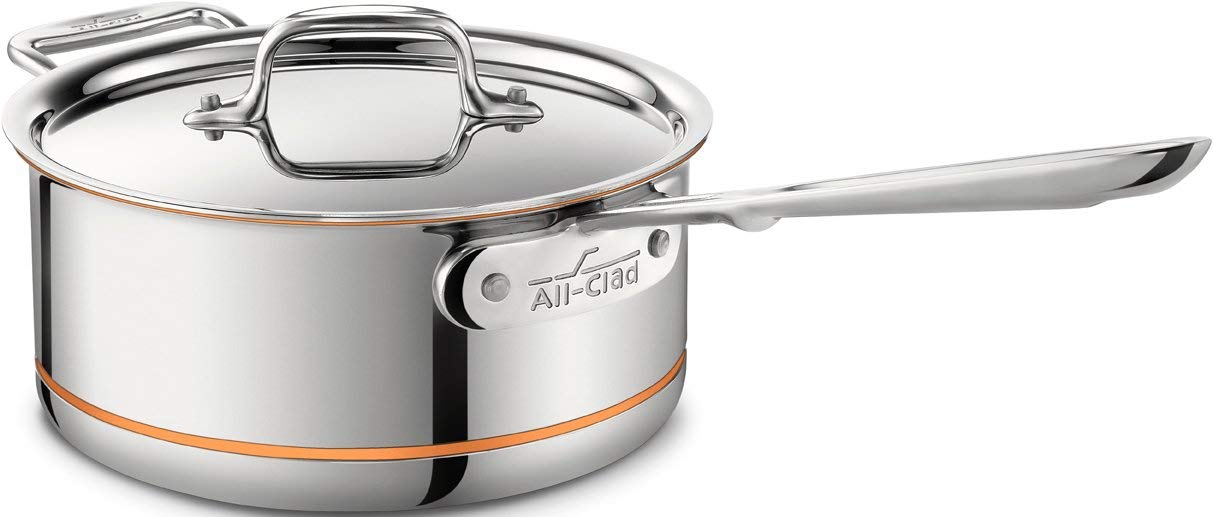All-Clad 6203SS Euro Copper-Core Saucepan with Handle and Lid 20.3 cm, 2.8 litres, Stainless Steel, Stainlesssteel, 2,8 L, 20,3 cm