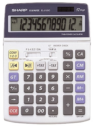 Sharp EL 2125 C Answer CheckFeature, Desktop Calculator, Grey