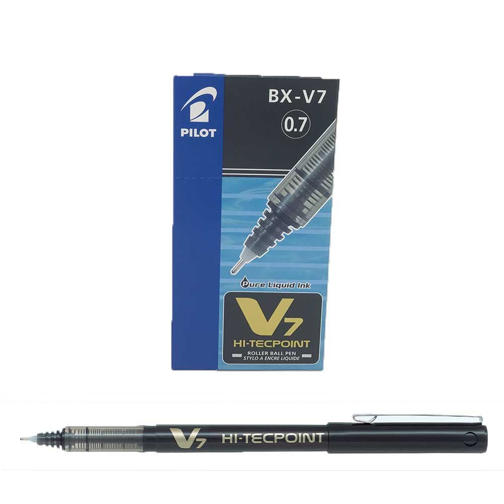Pilot BX-V7-B Hi-Tecpoint Rollerball Pen, 0.7 mm Tip - Black, Box of 12, 1 count (Pack of 12)