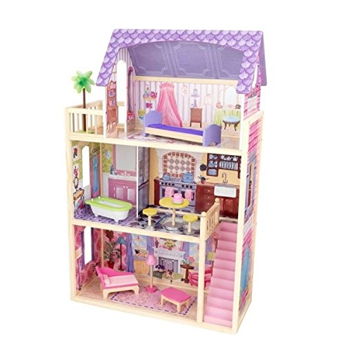 KidKraft Kayla Wooden Dolls House with Furniture and Accessories Included, 3 Storey Play Set for 30 cm/12 Inch Dolls