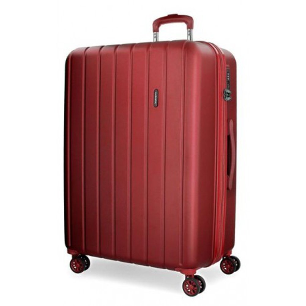 Movom Wood Red Medium Suitcase 44.50 x 65 x 27.5 cm Rigid ABS TSA Lock 68 Litre 3.8 kg 4 Double Wheels, Rojo, 65 cm