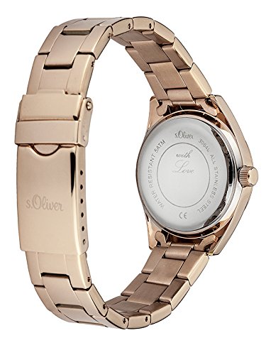 s.Oliver Women's Quartz Watch Analogue Display and Stainless Steel Strap SO-3064-MM, Silver/Gold and Pink - Image 2