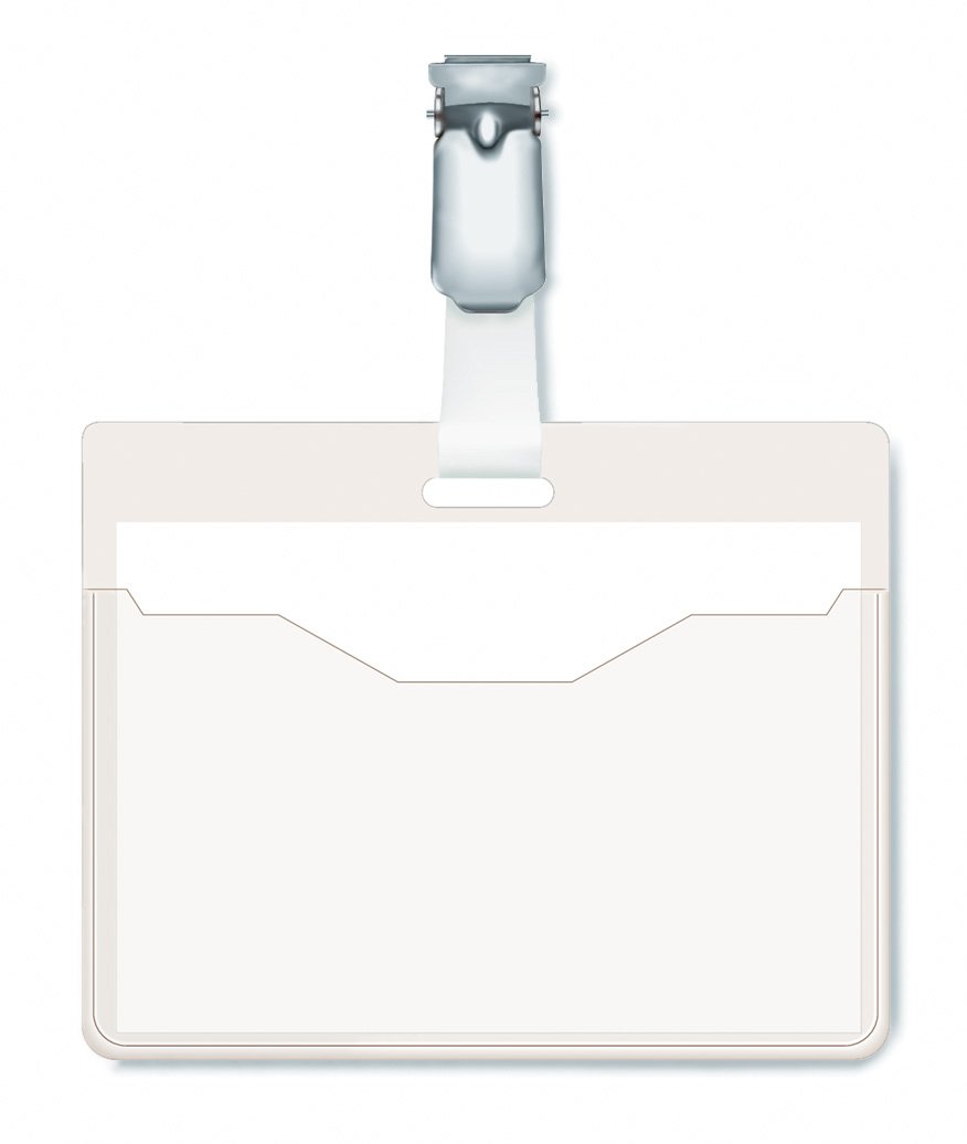 Durable Visitor Name Badge 60 x 90 mm with Clip Transparent, 60 x 90mm
