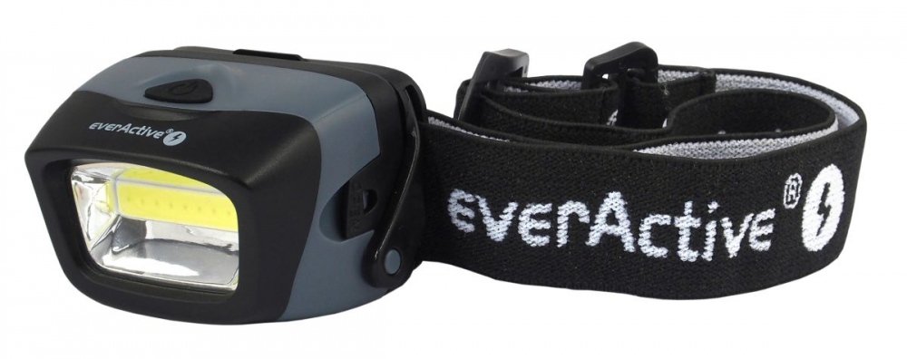 everActive HL-150 COB LED Head Torch 3 W Powerful 150 Lumen Beam Wide and Uniform, Grey/Black