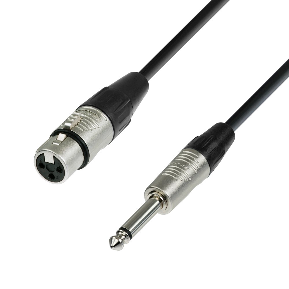Adam Hall 4 Star Series 1.5m Rean XLR Female to 6.3mm Jack Mono Microphone Cable, Black, 1.5 meters