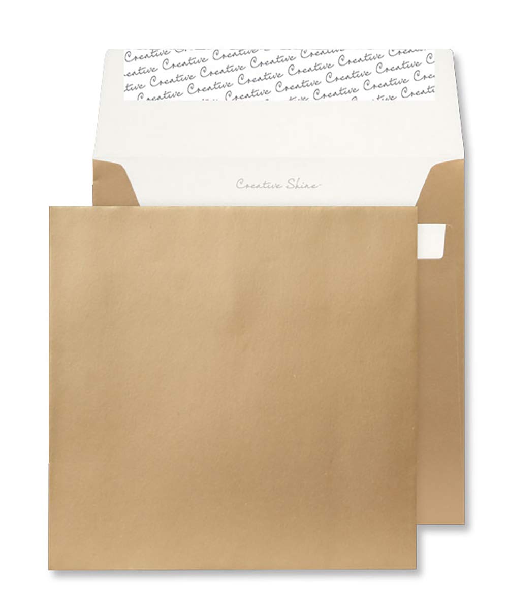Blake Creative Shine 220 x 220 mm 120 gsm Square Peel & Seal Envelopes (513) Metallic Gold - Pack of 250, C4 - 229 x 324 mm