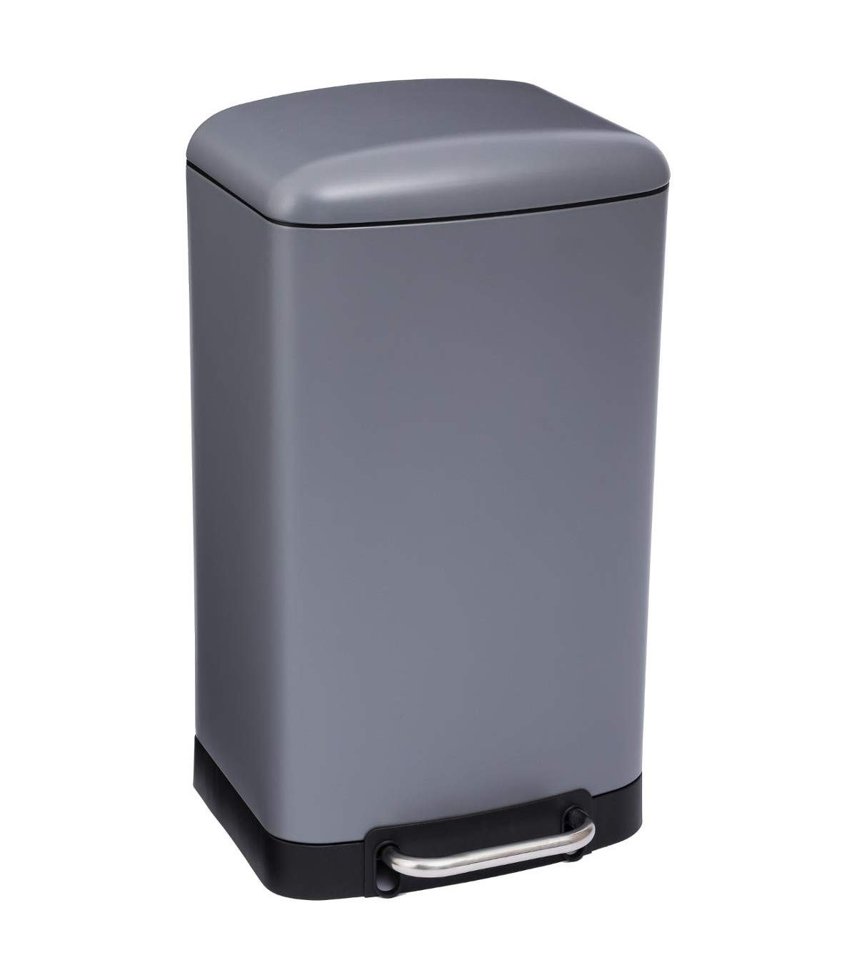 30L matte finish metal bin - Soft close - Wide pedal - Colour BEIGE, Grey, 35 x 32 x 62 cm