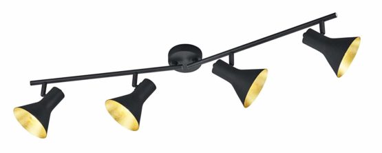 Reality Lamps, spot lamp, Metal, Black/Gold Beams 4-Flames Black/Gold