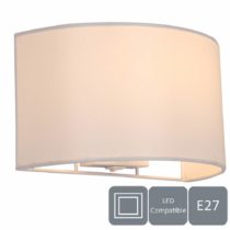 HARPER LIVING 1xE27 ES Wall Wash Light with Switch, Ivory Semi-Circle Fabric Shade, Suitable for LED Upgrade, Ideal for Bedroom, Living Room, Hallway, Hotel, B and B