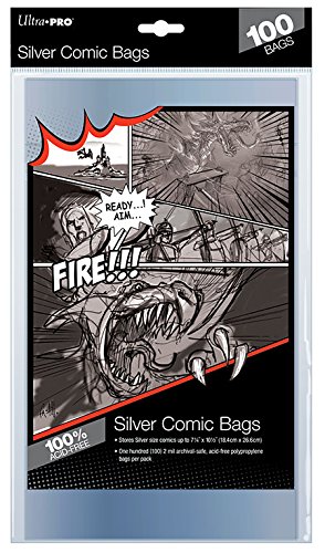 Ultra Pro 81976 Silver Size 7-1/4" X 10-1/2" Comic Bags (100), PACK