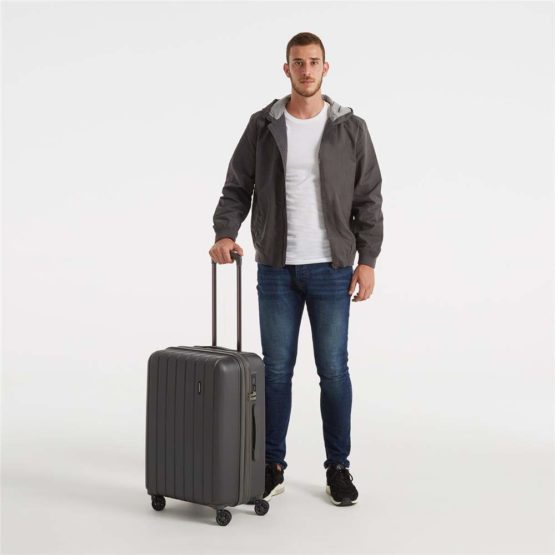 Movom Wood Grey Cabin Suitcase 40 x 55 x 20 cm Rigid ABS TSA Lock 38 Litre 2.9 kg 4 Double Wheels Hand Luggage - Image 3