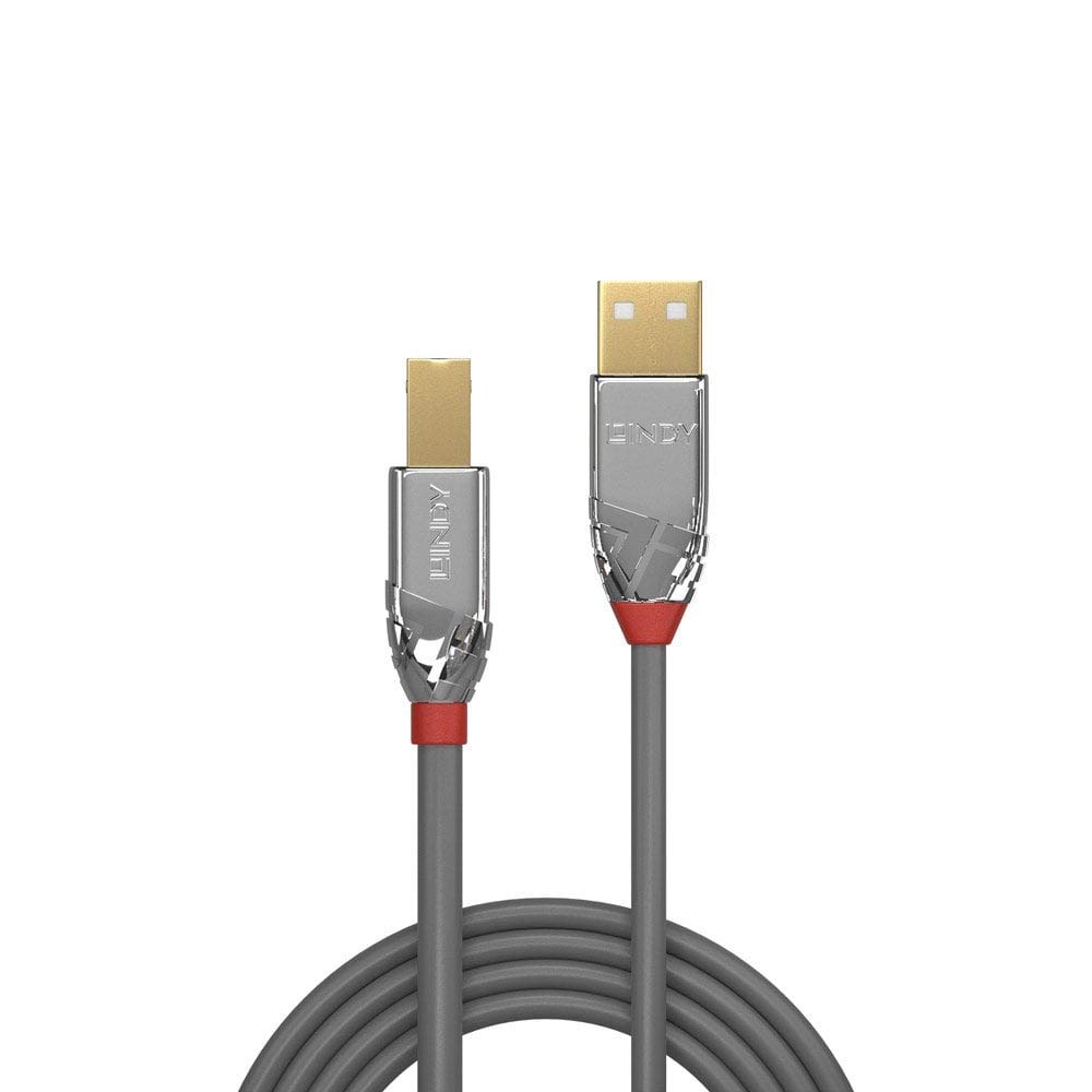 LINDY 5m USB 2.0 Type A to B Cable, Cromo Line, Grey - Image 2