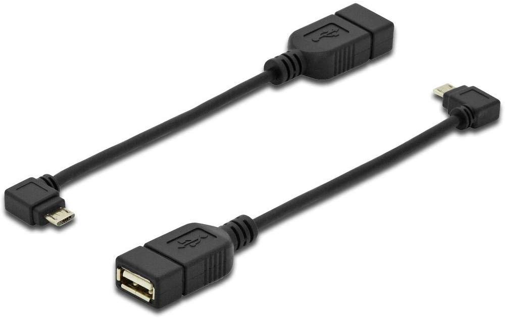 DIGITUS USB Adapter Cable 2-0.15 m - USB Micro B (m) to USB A (f) - 480 Mbps - USB Adapter - Black, Black/White