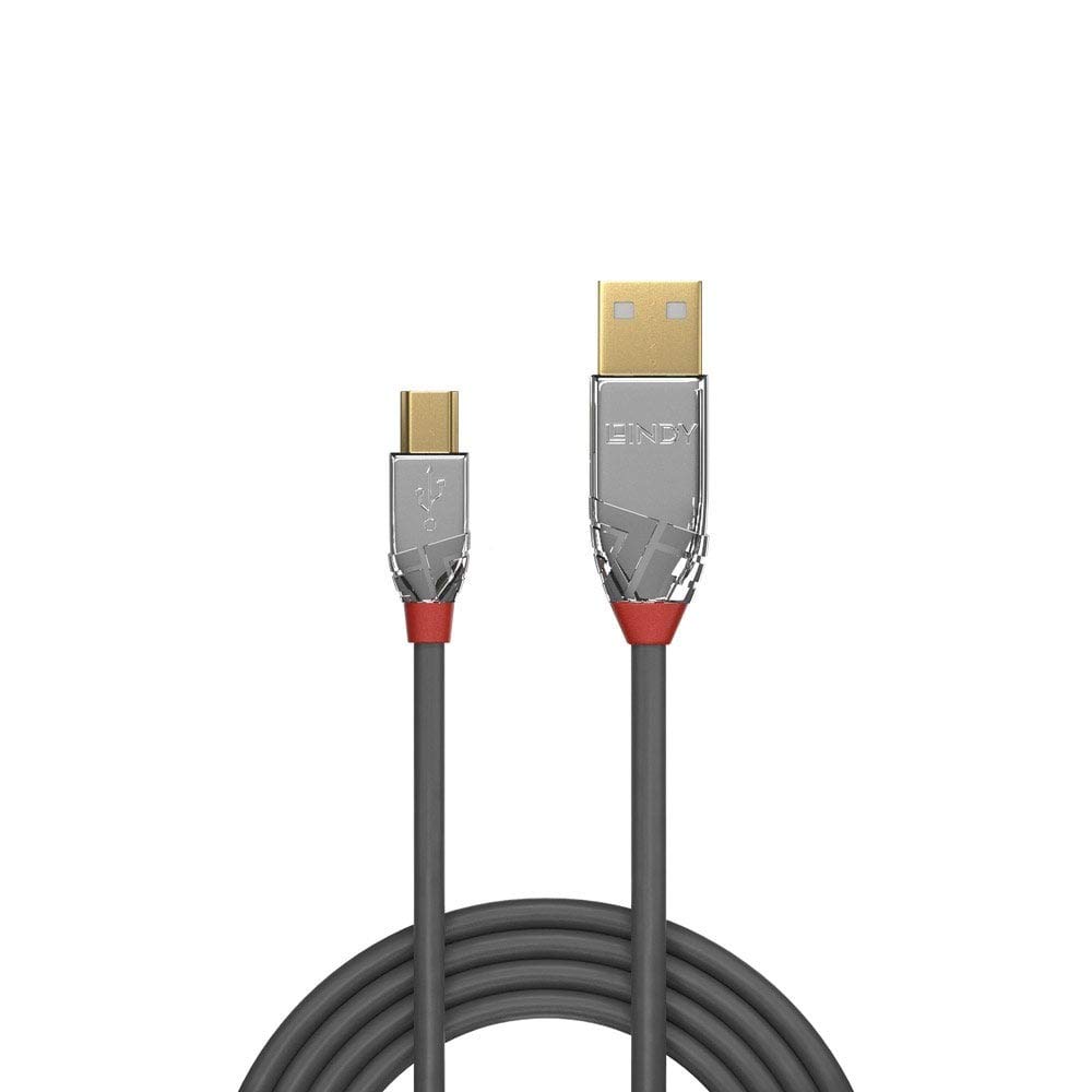 Lindy USB 2.0 Type A to Mini-B Cable, Cromo Line - Grey, 7.5m - Image 2