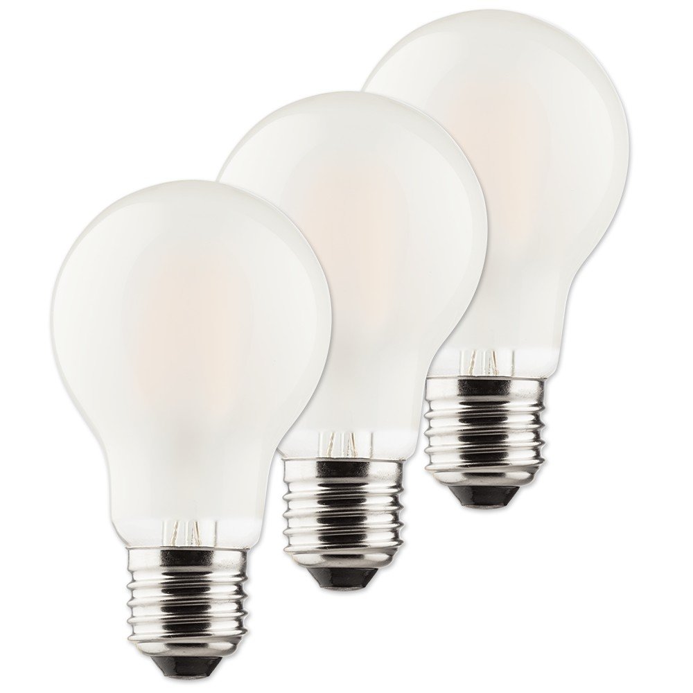 Müller-Licht LED Light Bulb, Glass, E27, 40 watt Equivalent, 4 watts, Set of 3, Silver Look, 6 x 6 x 10.6 cm, 3 Units