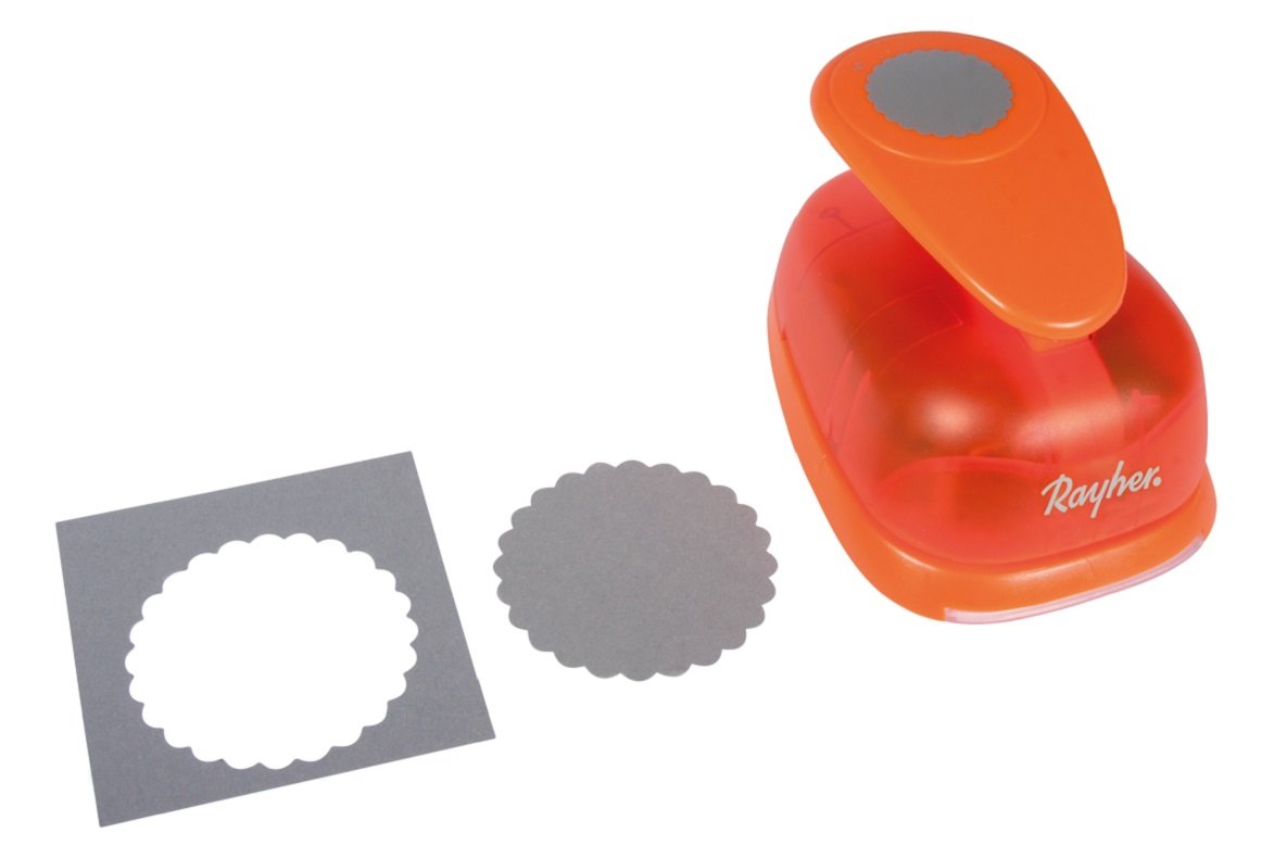 Rayher Paper Craft Punch, Scalloped Circle Lever Punch for Card Making and Scrapbooking 7.6cm, 3'', 69085000 - Image 2