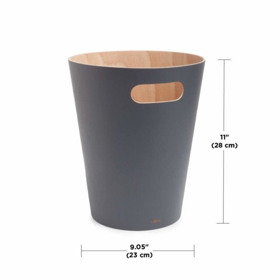 Umbra Woodrow Trash Can 2-Gallon (7.5 L) Capacity, Charcoal/Natural, Wood - Image 2