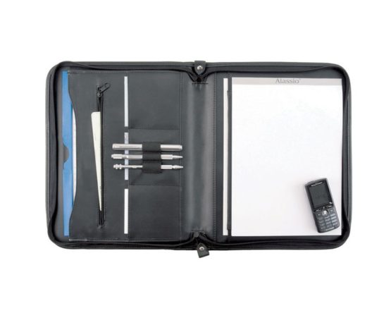 Alassio Conference Folder Zipped 3 Compartments A4 Leather-look Black Ref 30042 - Image 2