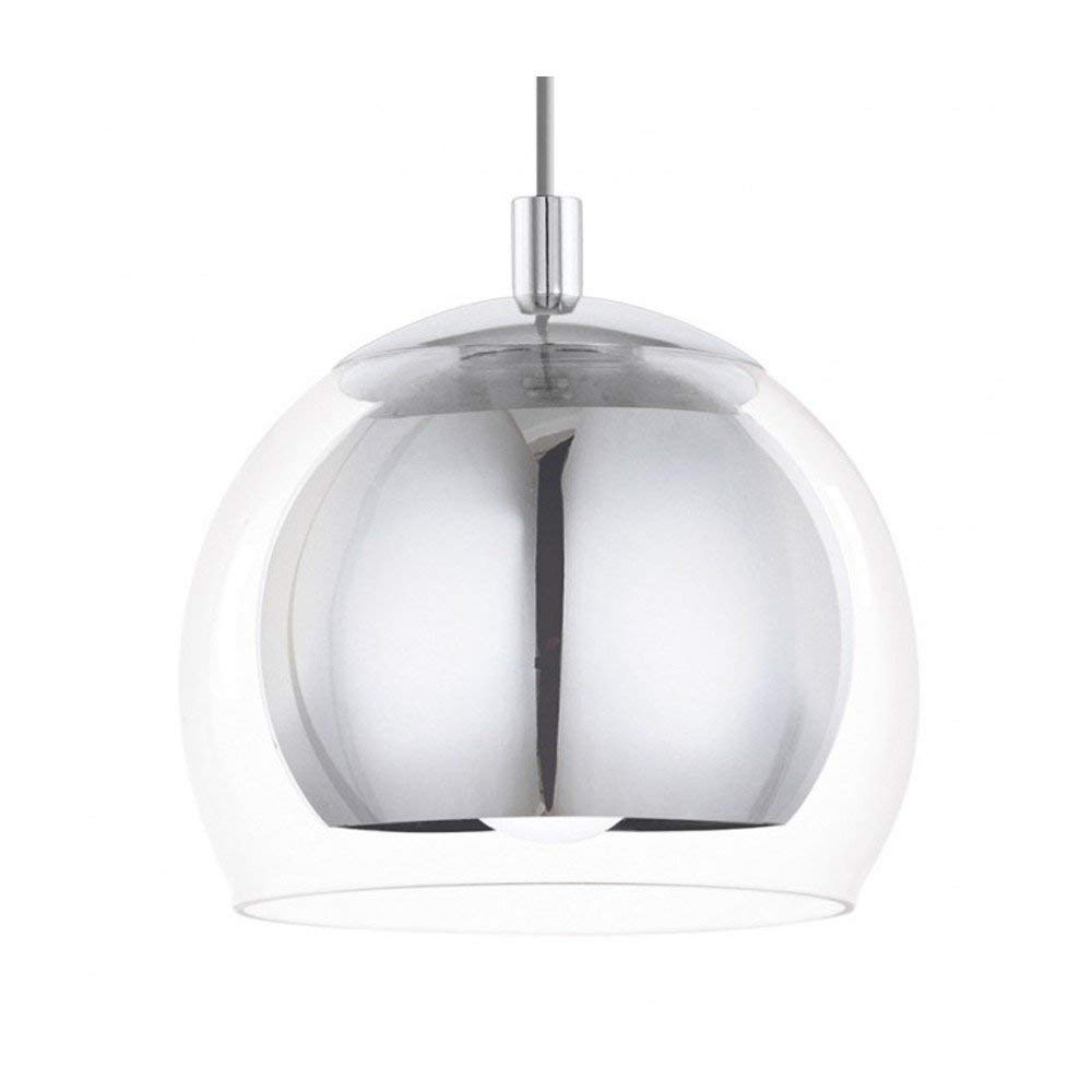 Eglo Pendant Light Rocamar, 1-Light Hanging Lamp, Metal Pendant Lamp in Chrome and Clear Glass, Dining Table Light - Image 4