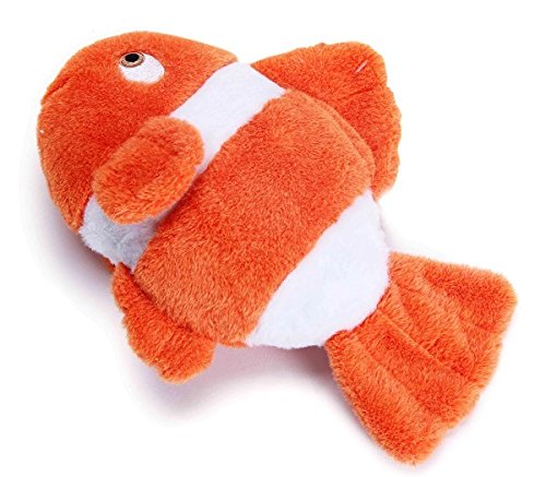 Petface (Seriously Strong by Petface) Plush and Rubber Fish Dog Toy, Orange